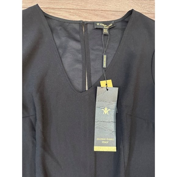 Massimo Fabbro Italy NWT Black Romper V-Neck Bell Sleeve Pockets - Picture 6 of 10
